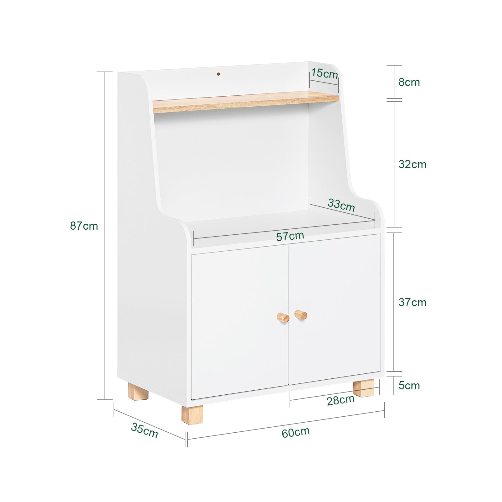 Comodino Per Bambini Scaffale Per Cameretta Per Bambini Mobili Per Cameretta Bianco 60x35x87cm KMB84-W SoBuy