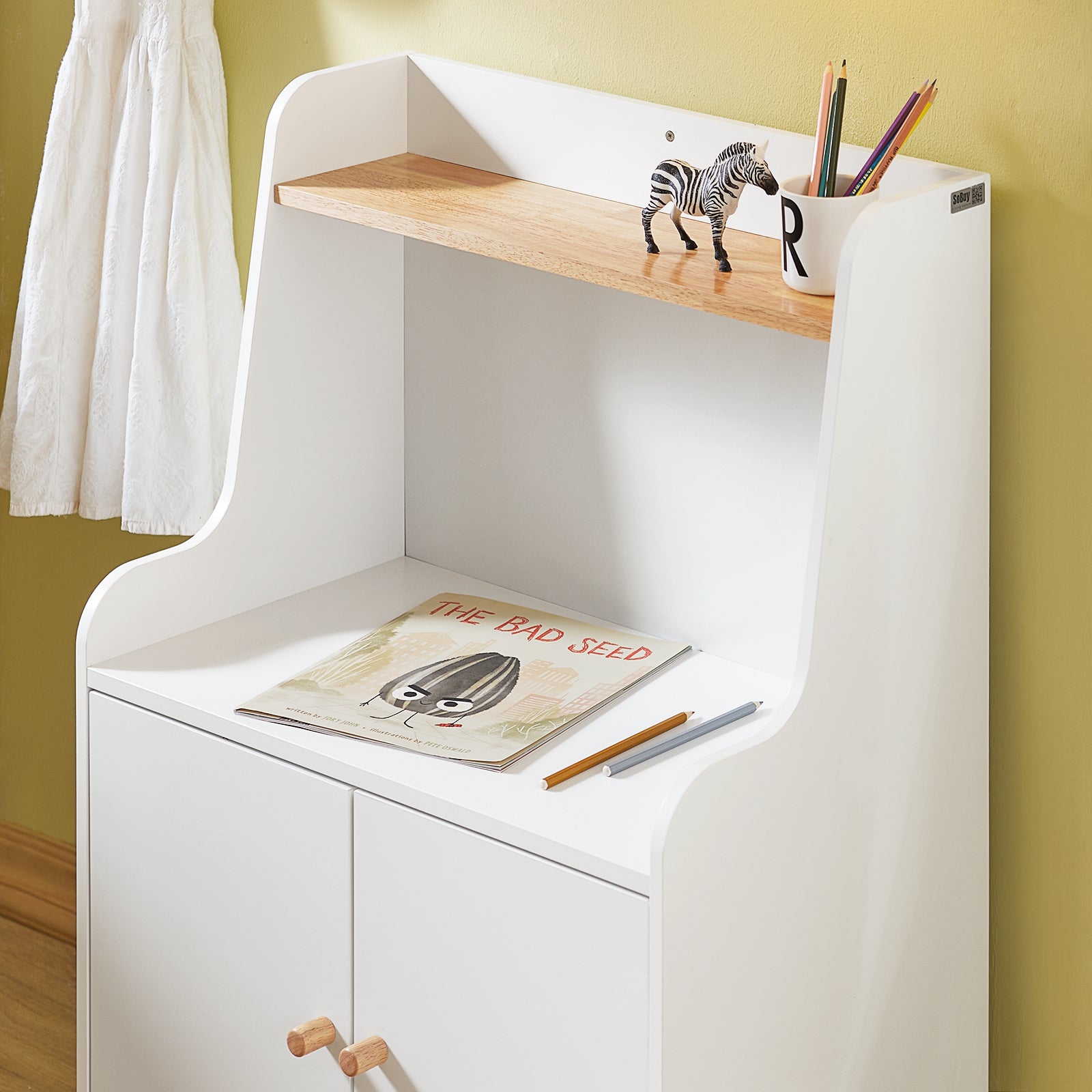 Comodino Per Bambini Scaffale Per Cameretta Per Bambini Mobili Per Cameretta Bianco 60x35x87cm KMB84-W SoBuy