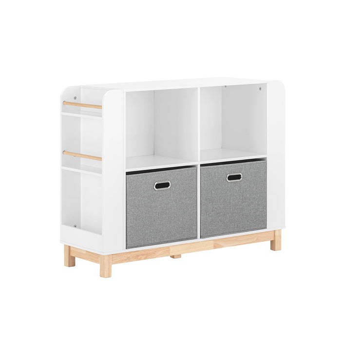 Libreria Per Bambini Scaffale Portaoggetti Mobili Per Cameretta Con Due Cassetti In Tessuto Non Tessuto Bianco Naturale 100x35x80cm KMB85-W SoBuy