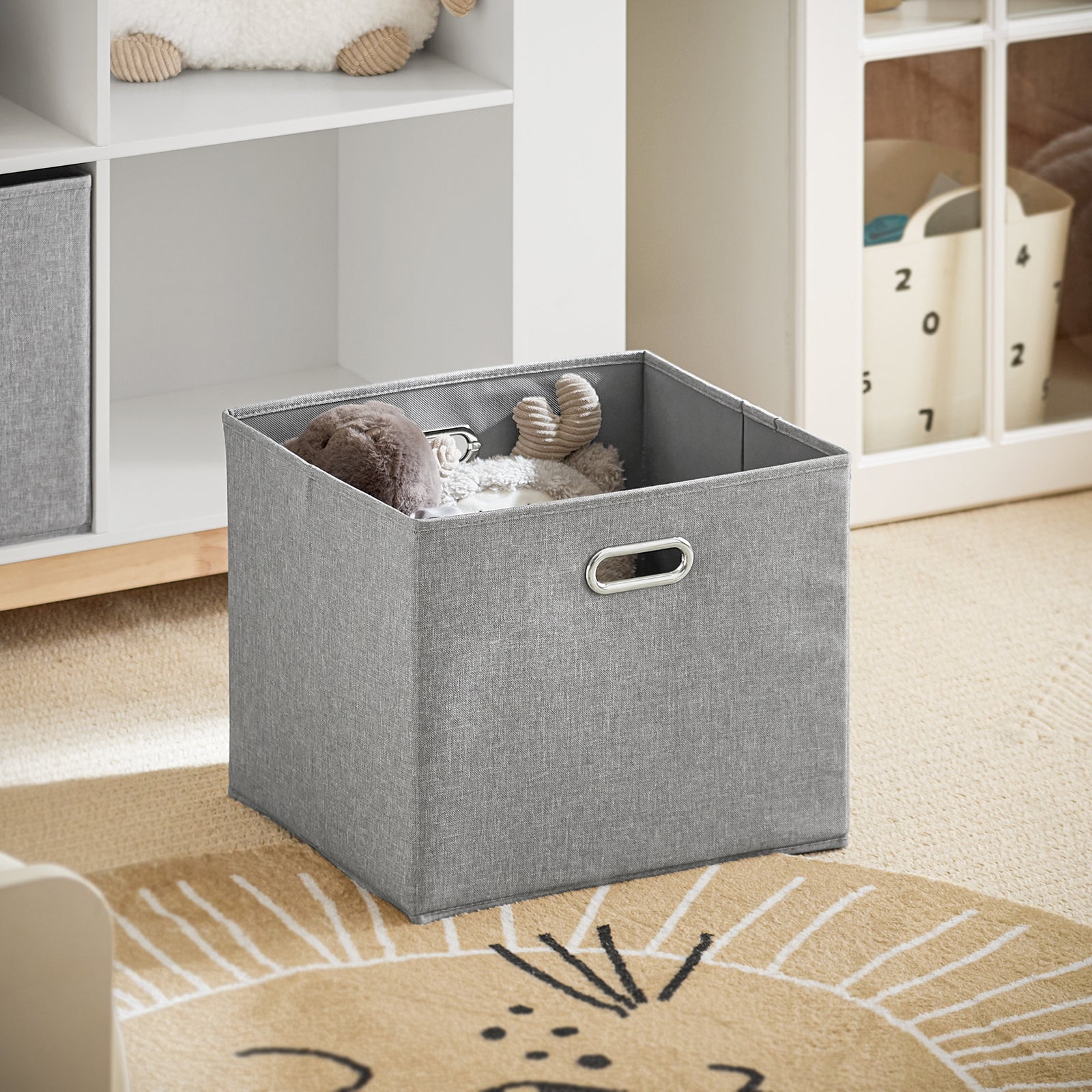 Libreria Per Bambini Scaffale Portaoggetti Mobili Per Cameretta Con Due Cassetti In Tessuto Non Tessuto Bianco Naturale 100x35x80cm KMB85-W SoBuy