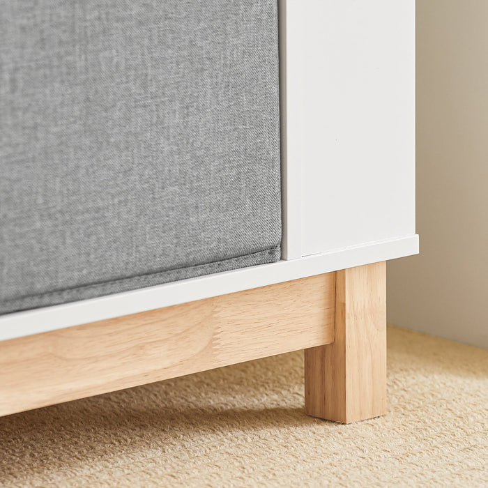 Libreria Per Bambini Scaffale Portaoggetti Mobili Per Cameretta Con Due Cassetti In Tessuto Non Tessuto Bianco Naturale 100x35x80cm KMB85-W SoBuy