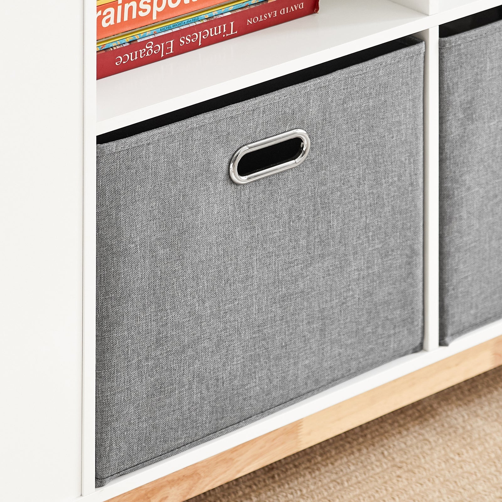 Libreria Per Bambini Scaffale Portaoggetti Mobili Per Cameretta Con Due Cassetti In Tessuto Non Tessuto Bianco Naturale 100x35x80cm KMB85-W SoBuy