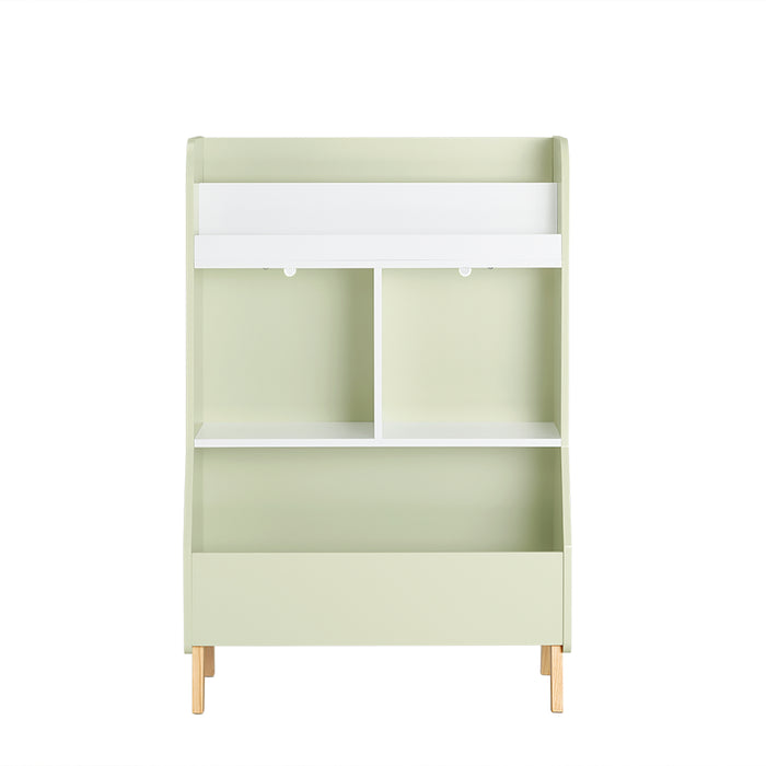 SoBuy Libreria per bambini con vani portaoggetti e una scatola Scaffale per giocattoli Scaffale per bambini Organizzatore di giocattoli Verde 60x36x89 cm KMB90-GR