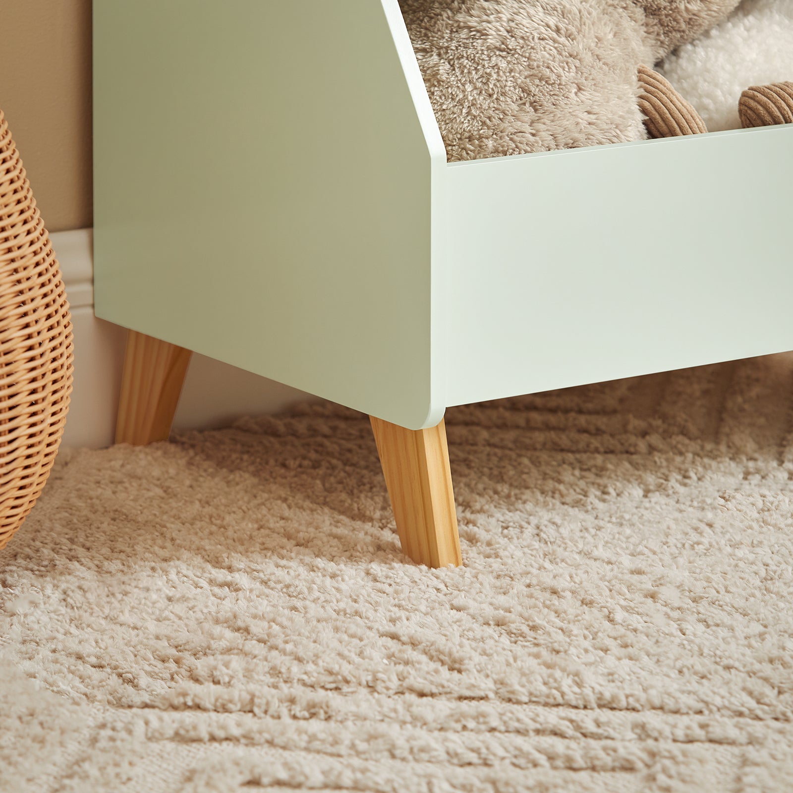 SoBuy Libreria per bambini con vani portaoggetti e una scatola Scaffale per giocattoli Scaffale per bambini Organizzatore di giocattoli Verde 60x36x89 cm KMB90-GR