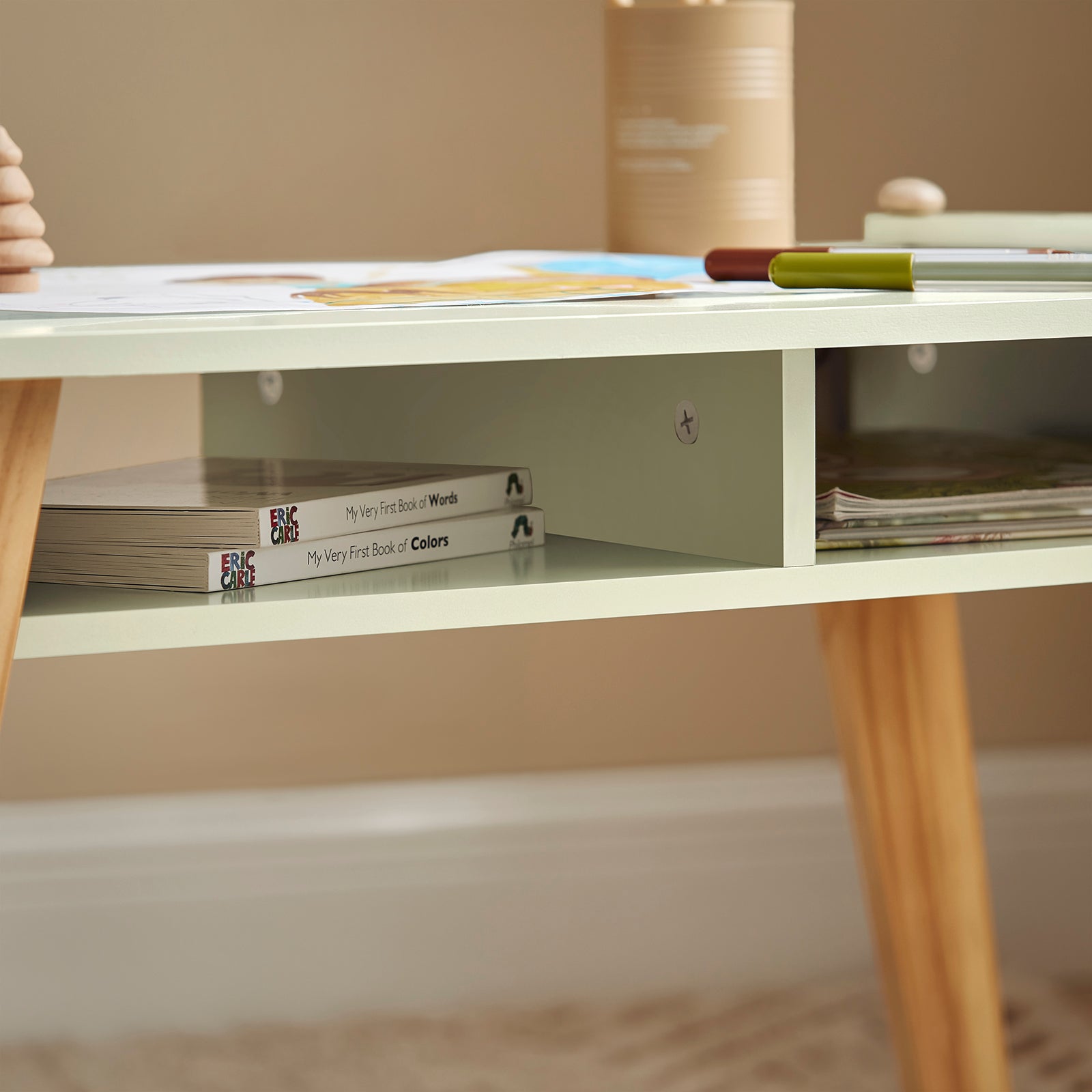 Tavolo Per Bambini Con 2 Sedie Set Mobili Per Bambini Tavolo Da Dipingere Per Bambini Verde KMB92-GR