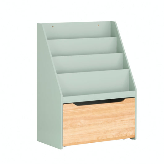 Libreria montessoriana per bambini Scaffale portagiochi con contenitore Portariviste Verde 62x30x80cm KMB95-GR