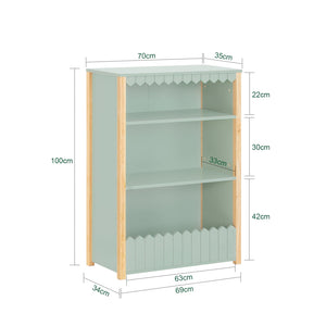 Libreria per bambini con 3 ripiani Scaffale per giocattoli Scaffale per bambini Organizzatore di giocattoli portaoggetti Verde 70x35x100cm KMB97-GR