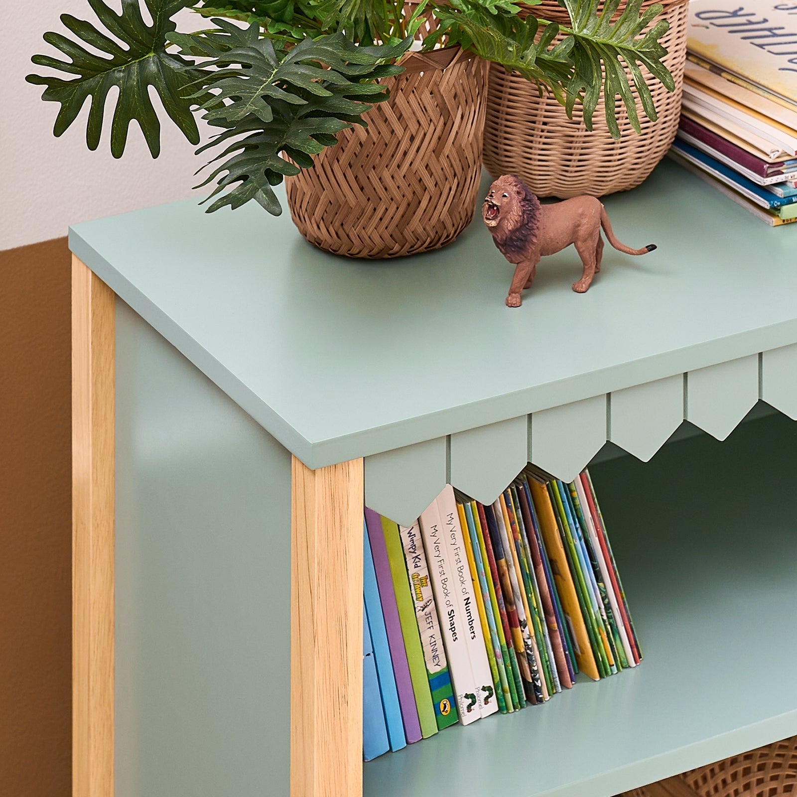 Libreria per bambini con 3 ripiani Scaffale per giocattoli Scaffale per bambini Organizzatore di giocattoli portaoggetti Verde 70x35x100cm KMB97-GR