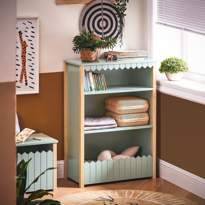Libreria per bambini con 3 ripiani Scaffale per giocattoli Scaffale per bambini Organizzatore di giocattoli portaoggetti Verde 70x35x100cm KMB97-GR