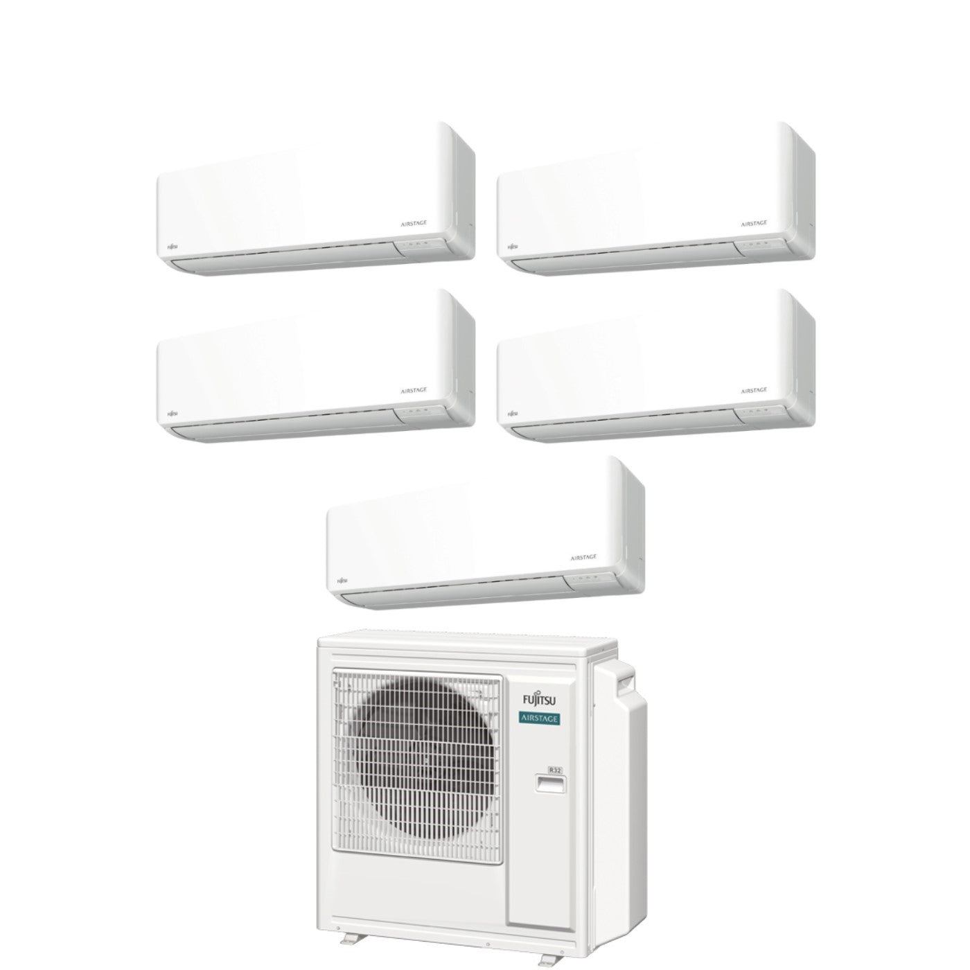 Climatizzatore Condizionatore Fujitsu Penta Split Inverter serie KM AIRSTAGE 9+9+9+9+14 con AOEG36KBTA5 R-32 Wi-Fi Integrato 9000+9000+9000+9000+14000