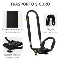 Set 2 Staffe Porta Kayak con Attacco Universale per Portapacchi Adatte per Canoe e Paddleboard, Nero, 46x16.5x47cm