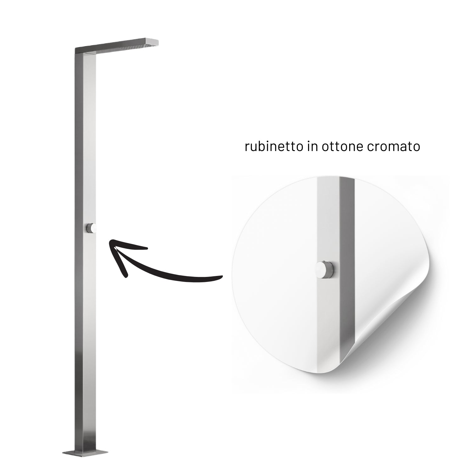 Larice colonna doccia da esterno fissaggio a pavimento per giardino piscina inox *** finitura- spazzolato, confezione 1