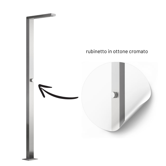 Larice colonna doccia da esterno fissaggio a pavimento per giardino piscina inox *** finitura- spazzolato, confezione 1