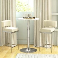 Tavolo da Bar con Altezza Regolabile, Girevole 360°, con Base Rotonda, Ø63x67-93 cm, Bianco