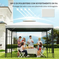 Copertura per Gazebo da Giardino Tetto Sostitutivo Anti-UV Impermeabile in Poliestere 3x3m Crema