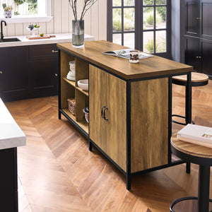 Isola cucina Mobile da cucina autoportante Credenza Tavolo da bar design industriale 170x60x89cm KNL01-F