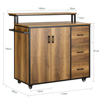 Carrello cucina,Credenza, Penisola cucina con ruote Stile vintage marrone, KNL02-PF