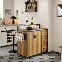 Carrello cucina,Credenza, Penisola cucina con ruote Stile vintage marrone, KNL02-PF