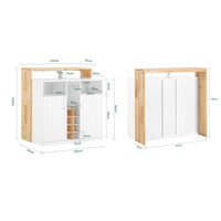 Penisola cucina Mobile da cucina indipendente Credenza Bianco-Naturale 105x60x105 cm KNL07-WN