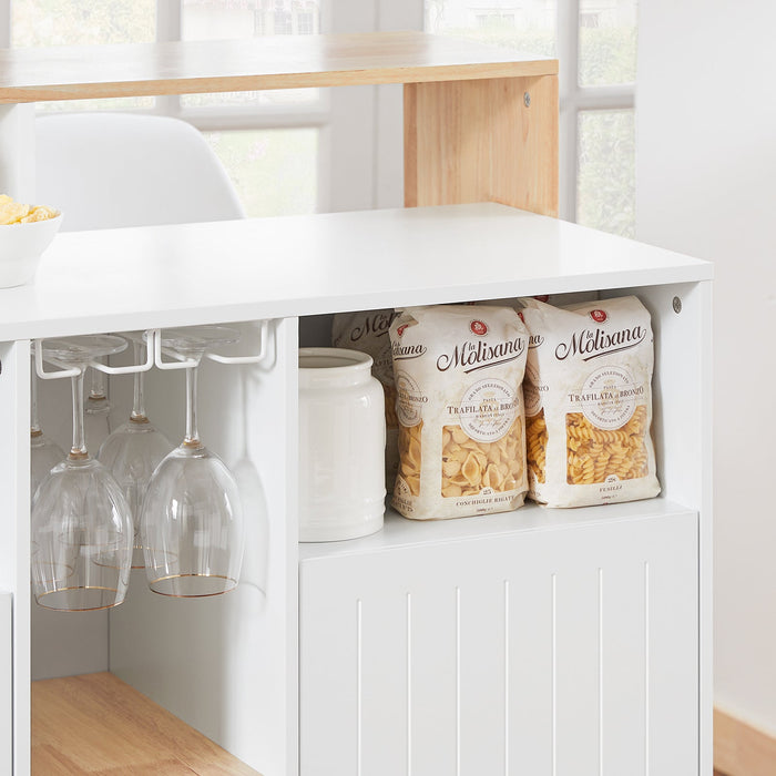 Penisola cucina Mobile da cucina indipendente Credenza Bianco-Naturale 105x60x105 cm KNL07-WN