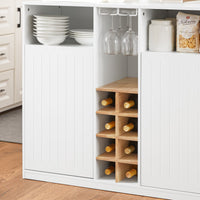 Penisola cucina Mobile da cucina indipendente Credenza Bianco-Naturale 105x60x105 cm KNL07-WN