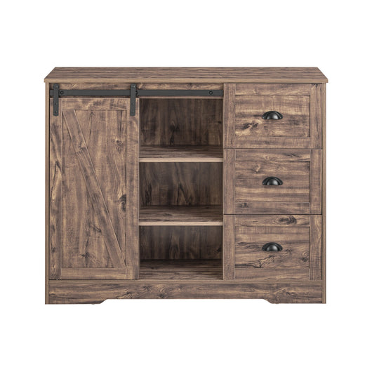 Credenza con ante scorrevoli, Isola cucina, Buffet design industriale vintage Marrone 110x50x90cm KNL08-N