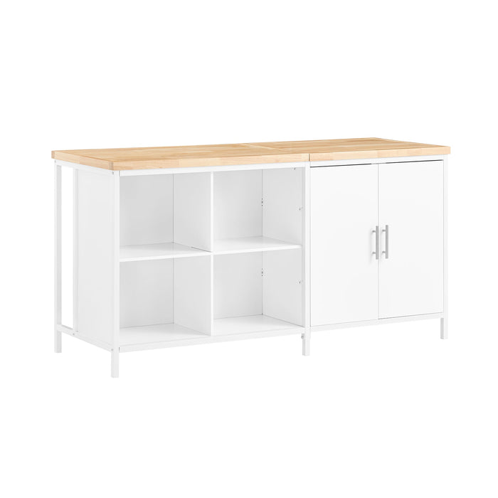 Isola cucina Mobile da cucina autoportante Credenza Tavolo da bar design industriale Bianco 170x60x89cm KNL09-WN