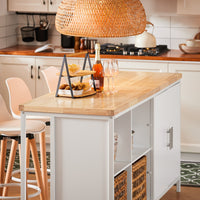 Isola cucina Mobile da cucina autoportante Credenza Tavolo da bar design industriale Bianco 170x60x89cm KNL09-WN