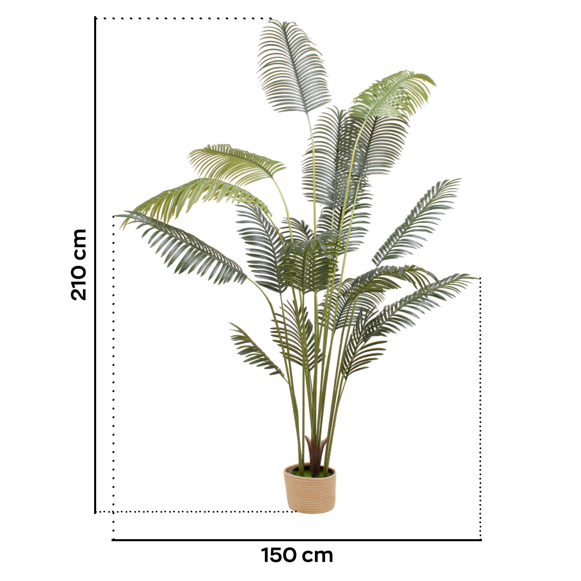 Kentia 210 - Pianta Artificiale Decorativa Tropicale Kentia H210 cm per Interno Esterno con Vaso Beige