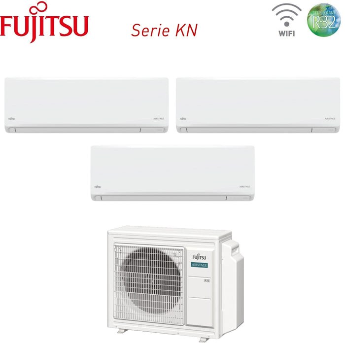 Condizionatore Fujitsu Trial Split Inverter KN AIRSTAGE 7+9+12 con AOEG24KBCA3 R-32 Wi-Fi Integrato
