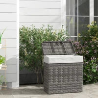 Cesta Contenitore da Giardino e Casa in Rattan con Tessuto Interno, 57x34x62cm, Grigio