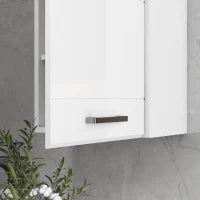 kleankin Mobiletto Bagno in MDF a Muro con 3 Ripiani e Ripiano Superiore Regolabile, 37x22.5x70 cm, Bianco