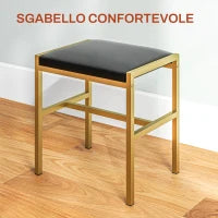 Tavolo da Trucco con 2 Cassetti, 6 Ripiani, Specchio e Sgabello, in Legno e Acciaio, 90x45x132.5 cm, Nero
