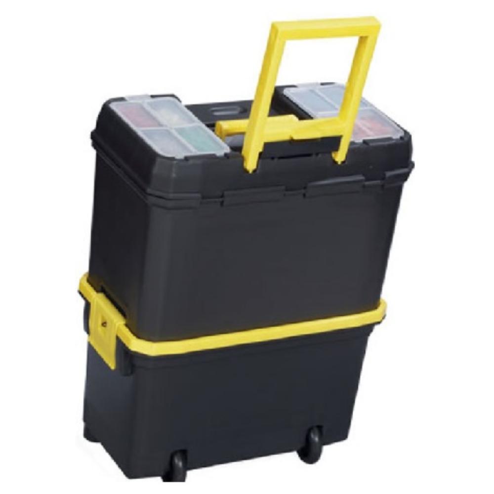 Trolley portautensili in plastica nero-gialla 45x59x27cm