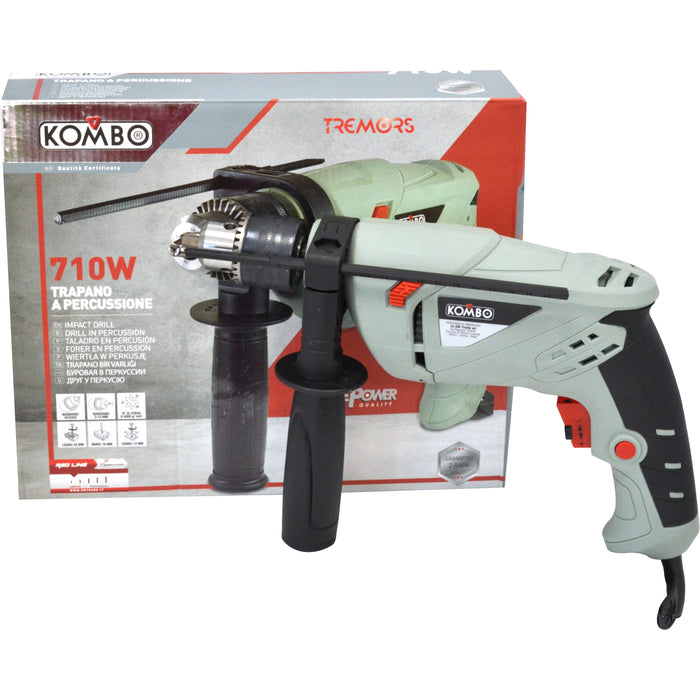 Trapano a percussione KOMBO 710W - 230/50HZ - 3000 Giri/MIN - LEGNO 25MM - MURO15MM - FERRO12MM