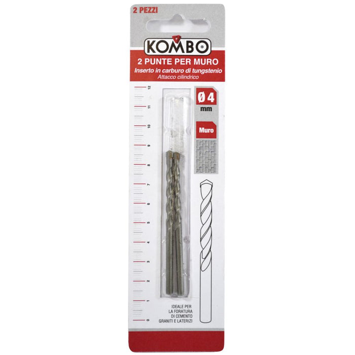 PUNTA TRAPANO PER MURO 4 X 75 INSERTO CARBURO DI TUNGSTENIO SABBIATA