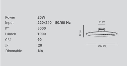 KOI-PA60 O Lampada da parete o soffitto in vetro rifiniture oro verniciato led integrato 23W dimmerabile SDD 2800 - 5000k diametro 60cm