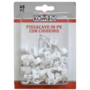 Set da 45 pezzi fissacavi in PE 6 mm con chiodino