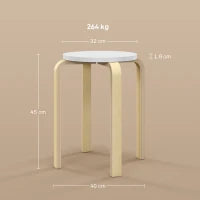 Set 4 Sgabelli Rotondi Impilabili in Legno Bianco, Ø40x45 cm