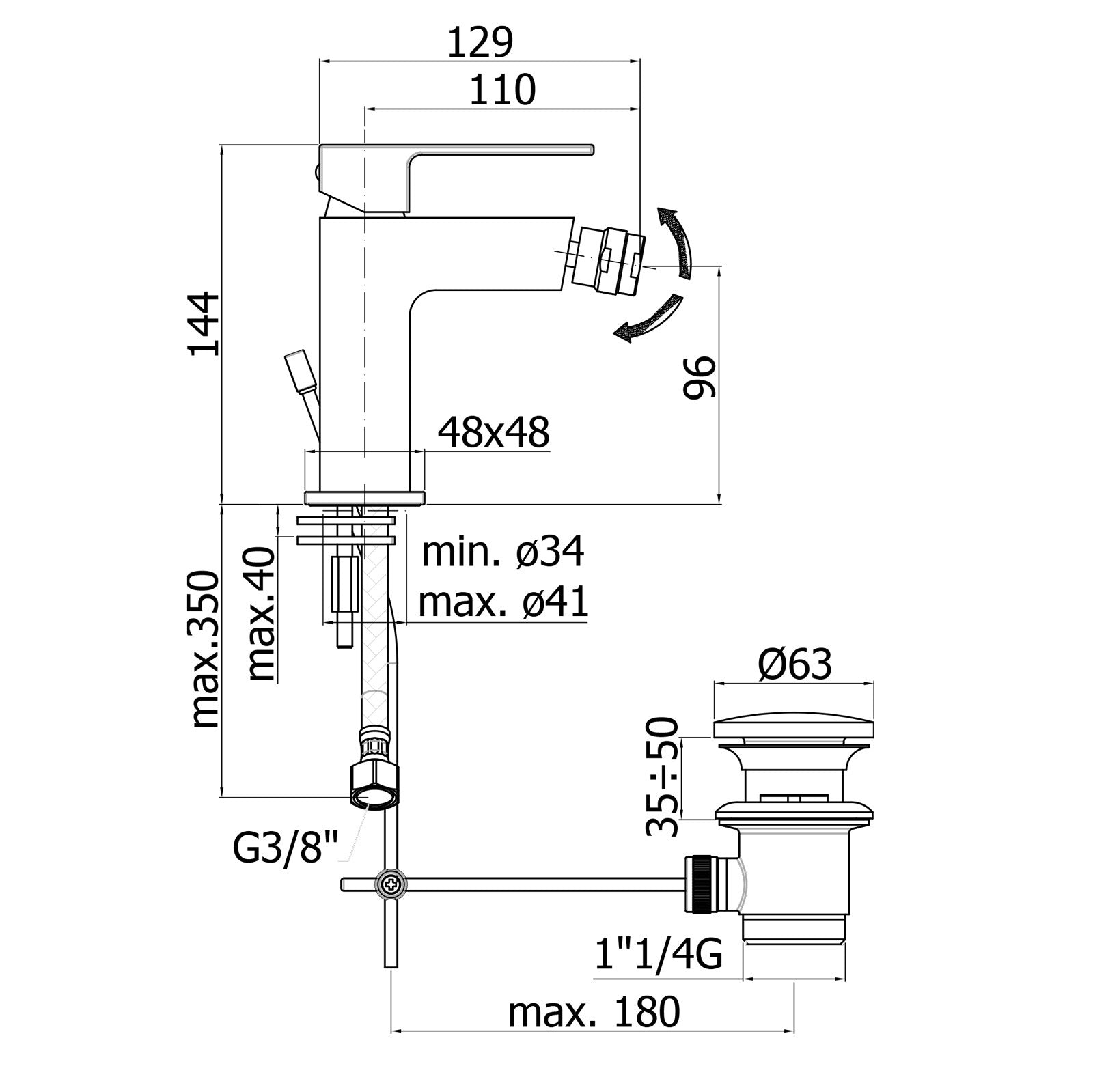 Paffoni - Miscelatore bidet monocomando Elle cromato