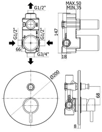 Paffoni - Miscelatore incasso doccia Light con deviatore cromato