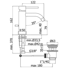 Paffoni - Miscelatore lavabo monocomando Light scarico automatico 1”1/4G nero