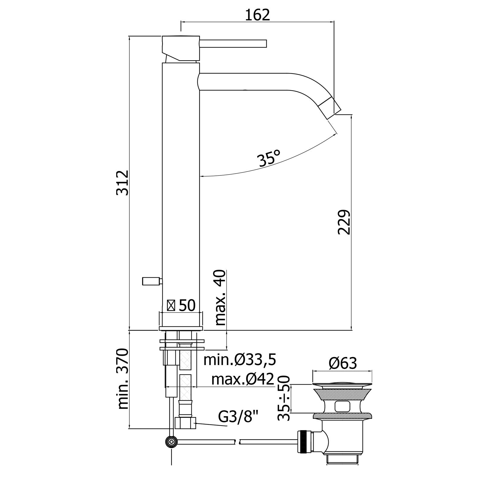Paffoni - Miscelatore lavabo prolungato monocomando Light cromato