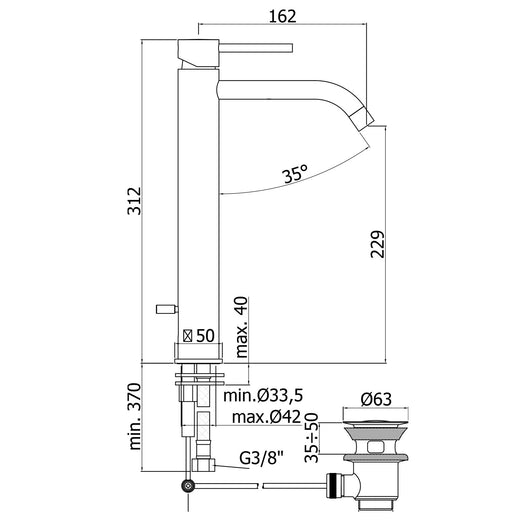 Paffoni - Miscelatore lavabo prolungato monocomando Light cromato