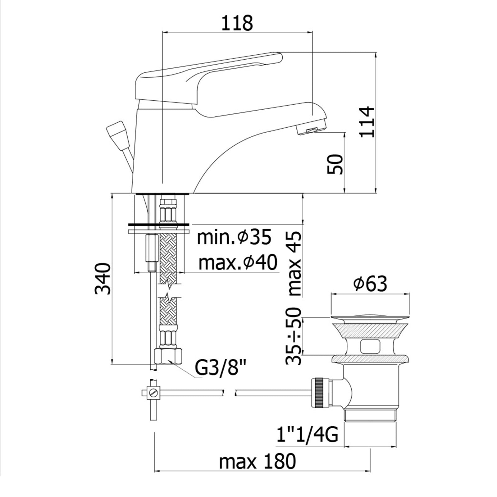 Paffoni - Miscelatore lavabo monocomando Nettuno scarico automatico cromato