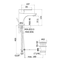 Paffoni - Miscelatore lavabo monocomando Red scarico automatico 1”1/4G cromato