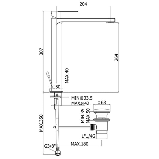 Paffoni - Miscelatore lavabo prolungato monocomando Tango cromato