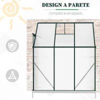 Serra da Giardino a Parete con Porta Scorrevole in Policarbonato e Alluminio, 192x127x220 cm