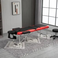 Lettino da Massaggio Pieghevole ad Altezza Regolabile, Lettino Professionale per Massaggi in Alluminio e Plastica, 215x81x61-84 cm, Nero e Rosso