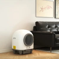 Lettiera Autopulente per Gatti 1-5 kg con Box per Fragranza e Sacchetti, in PP, 55.5x51x58.5 cm, Bianco e Grigio